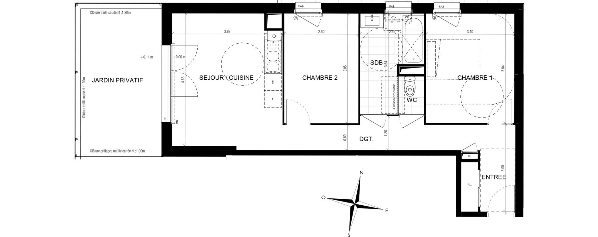 Appartement T3 de 59,11 m2 &agrave; D&eacute;ville-L&egrave;s-Rouen Le centre