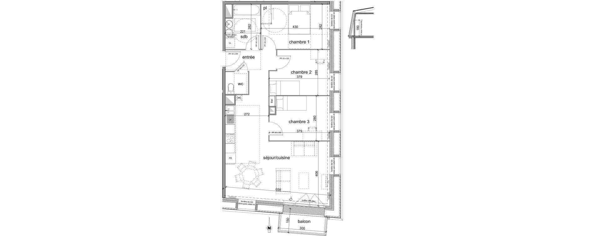 Appartement T4 de 78,73 m2 &agrave; D&eacute;ville-L&egrave;s-Rouen Centre