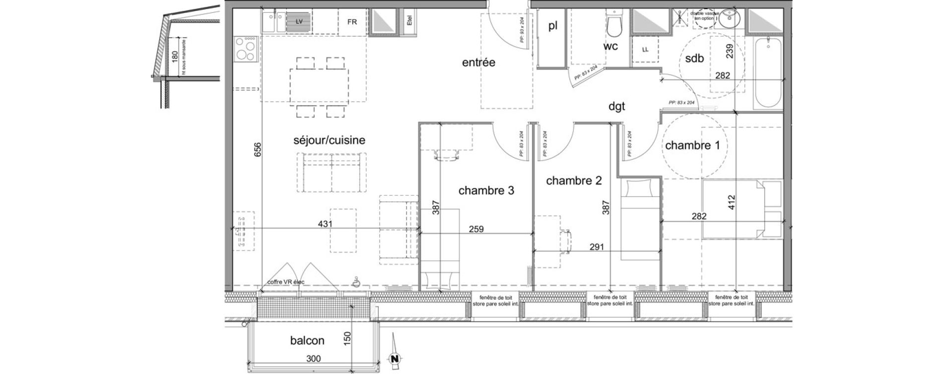 Appartement T4 de 80,47 m2 &agrave; D&eacute;ville-L&egrave;s-Rouen Centre