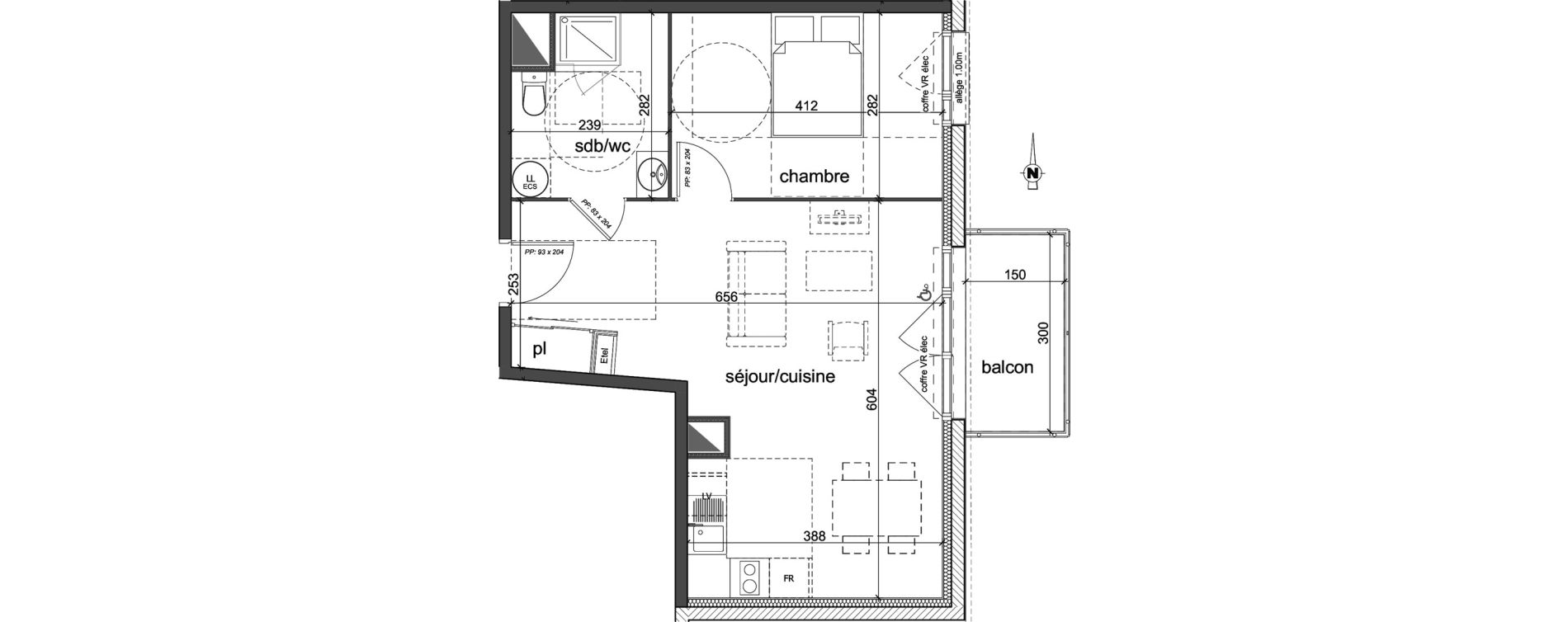 Appartement T2 de 47,81 m2 &agrave; D&eacute;ville-L&egrave;s-Rouen Centre
