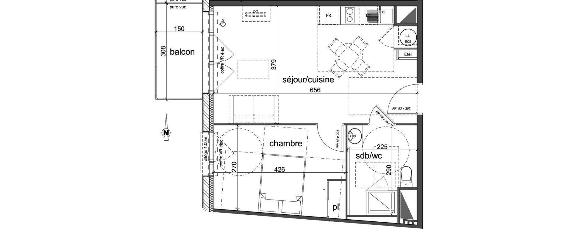 Appartement T2 de 42,27 m2 &agrave; D&eacute;ville-L&egrave;s-Rouen Centre