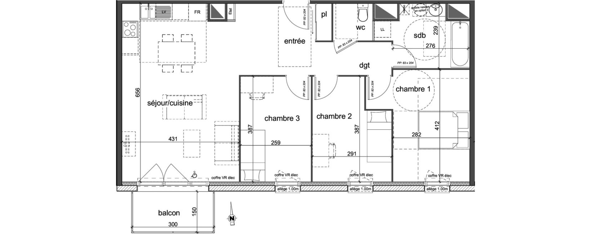 Appartement T4 de 80,54 m2 &agrave; D&eacute;ville-L&egrave;s-Rouen Centre