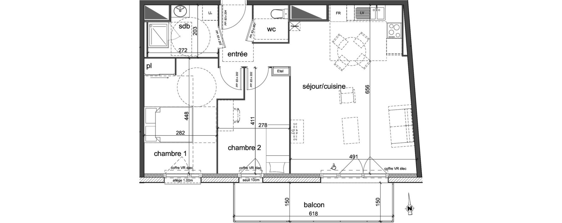 Appartement T3 de 64,63 m2 &agrave; D&eacute;ville-L&egrave;s-Rouen Centre