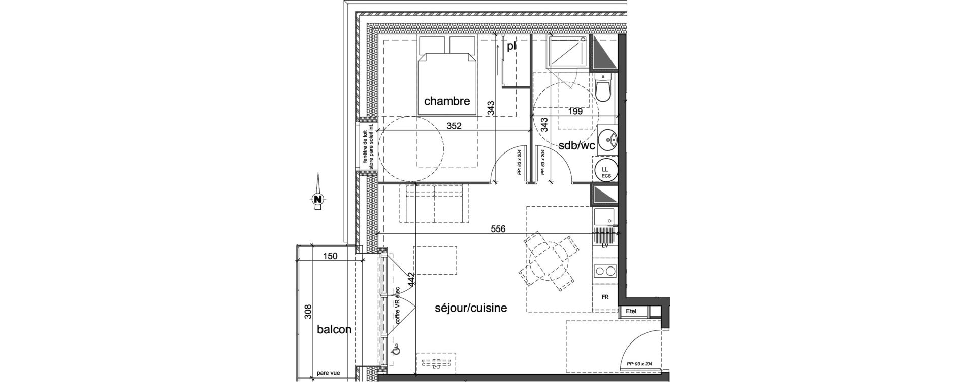 Appartement T2 de 43,20 m2 &agrave; D&eacute;ville-L&egrave;s-Rouen Centre