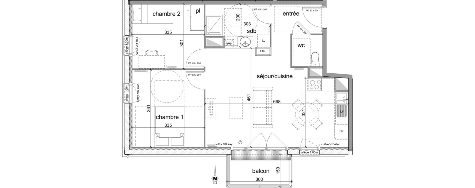 Appartement T3 de 60,58 m2 &agrave; D&eacute;ville-L&egrave;s-Rouen Centre