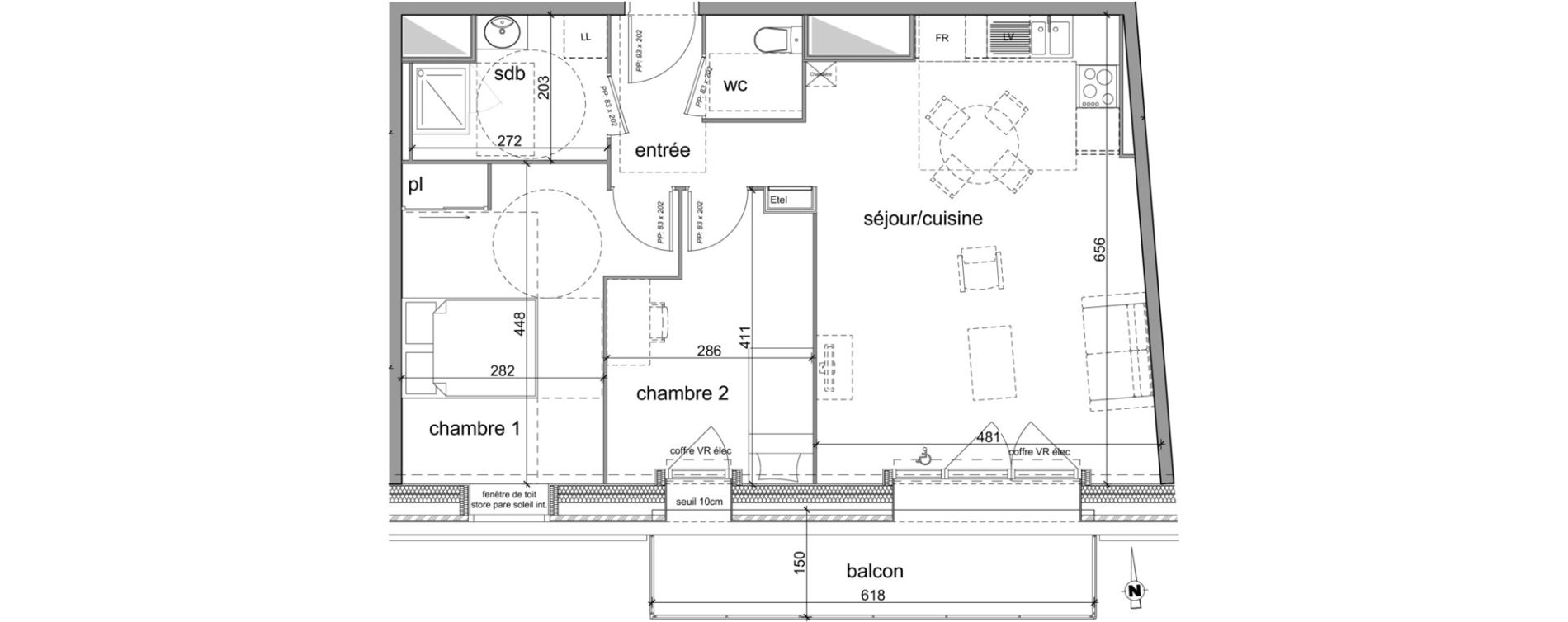 Appartement T3 de 63,56 m2 &agrave; D&eacute;ville-L&egrave;s-Rouen Centre