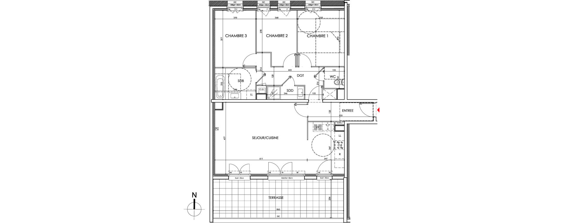 Appartement T4 de 91,25 m2 &agrave; Dieppe Saint-pierre