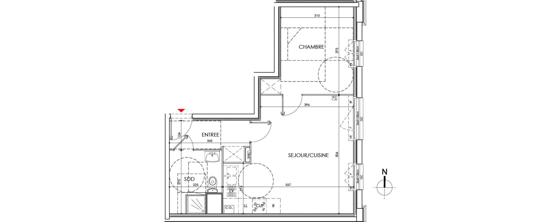 Appartement T2 de 46,60 m2 &agrave; Dieppe Saint-pierre