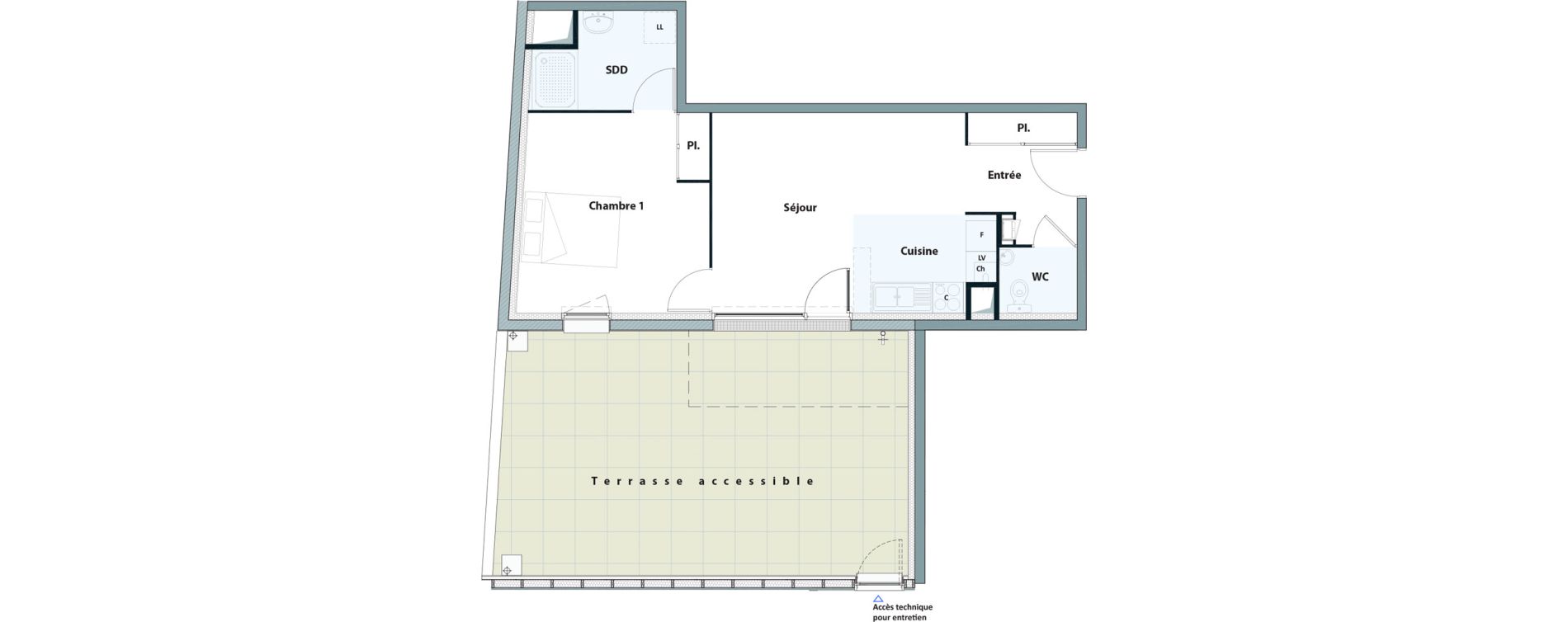 Appartement T2 de 47,60 m2 &agrave; Elbeuf Centre