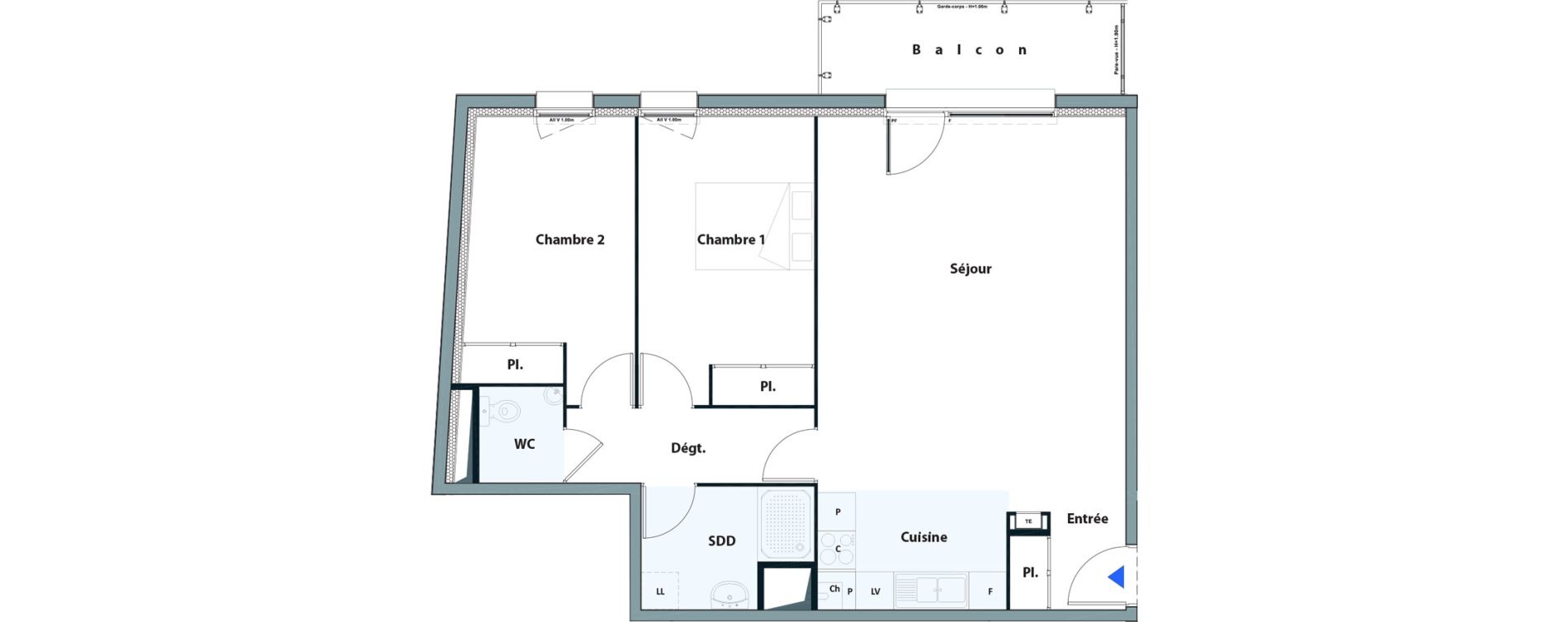 Appartement T3 de 75,04 m2 &agrave; Elbeuf Centre