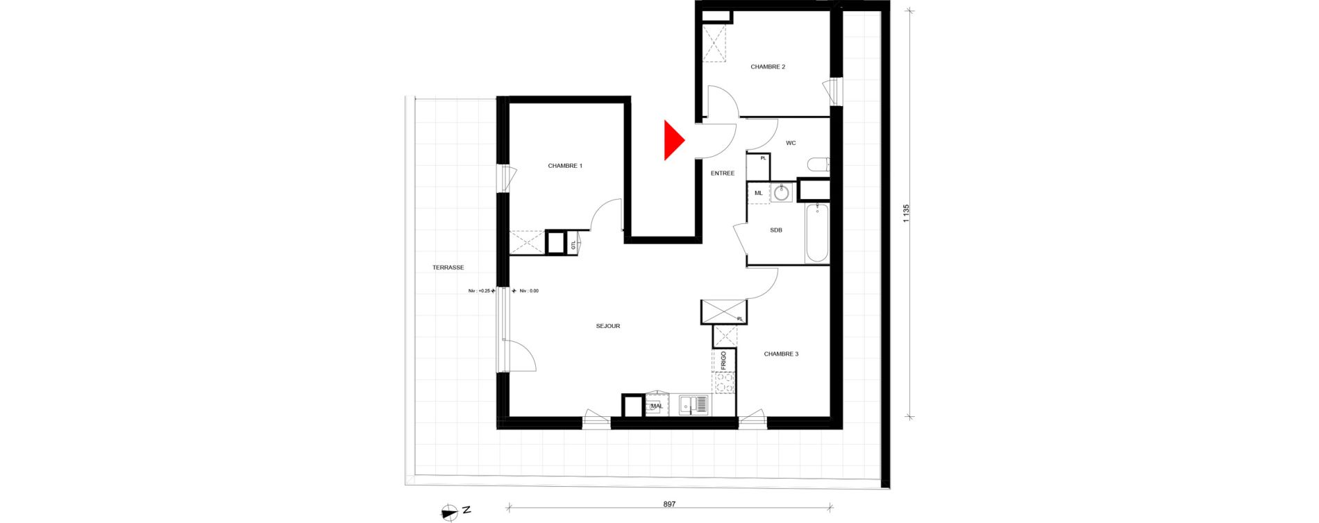Appartement T4 de 76,14 m2 &agrave; Elbeuf Champ de foire