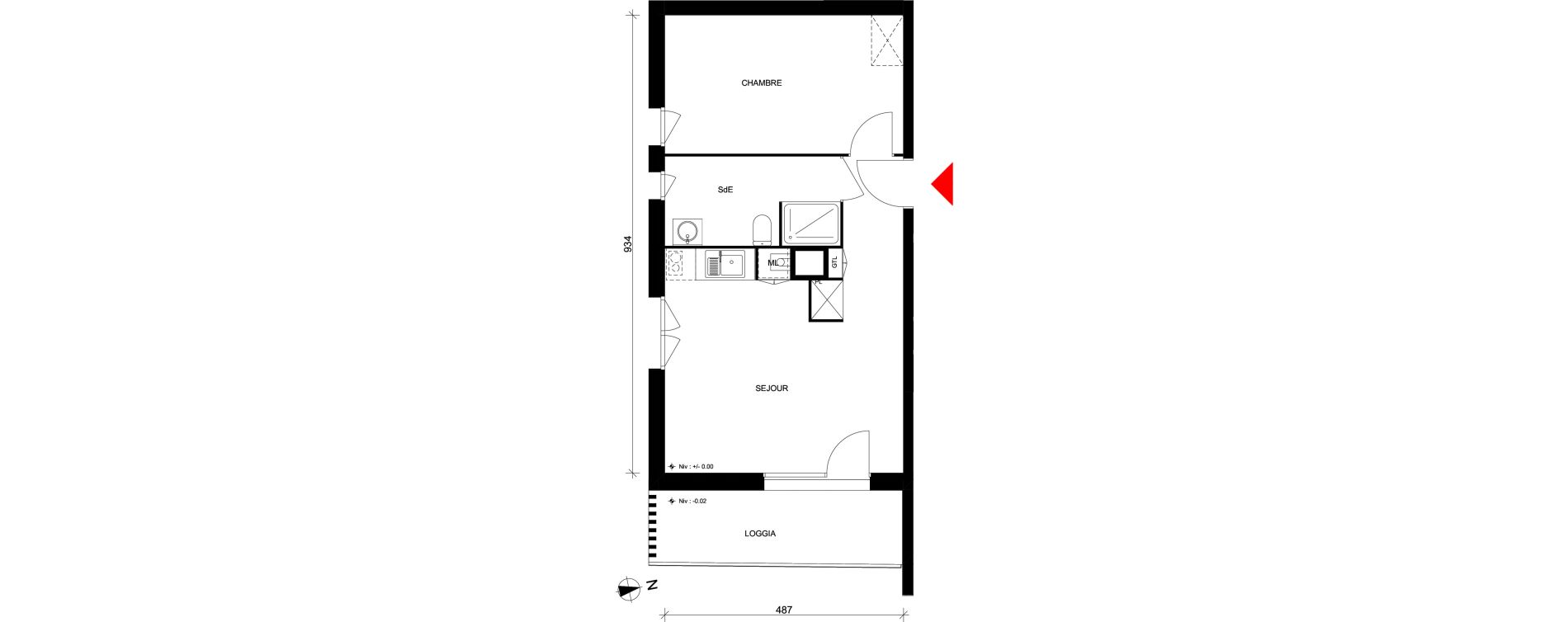 Appartement T2 de 44,16 m2 &agrave; Elbeuf Centre