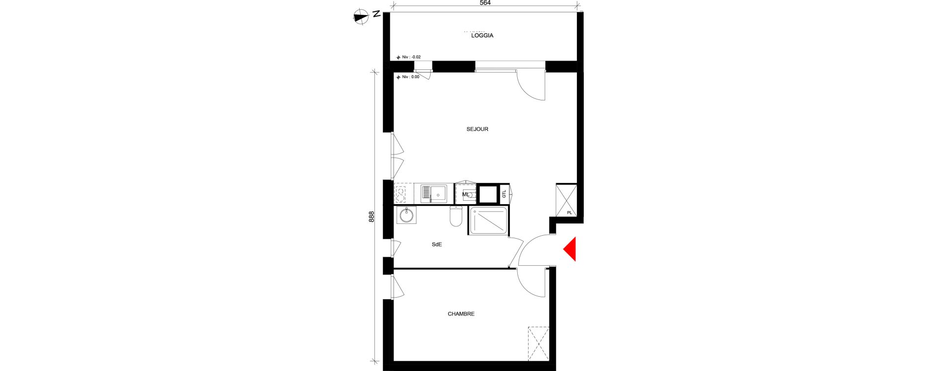 Appartement T2 de 45,13 m2 &agrave; Elbeuf Centre