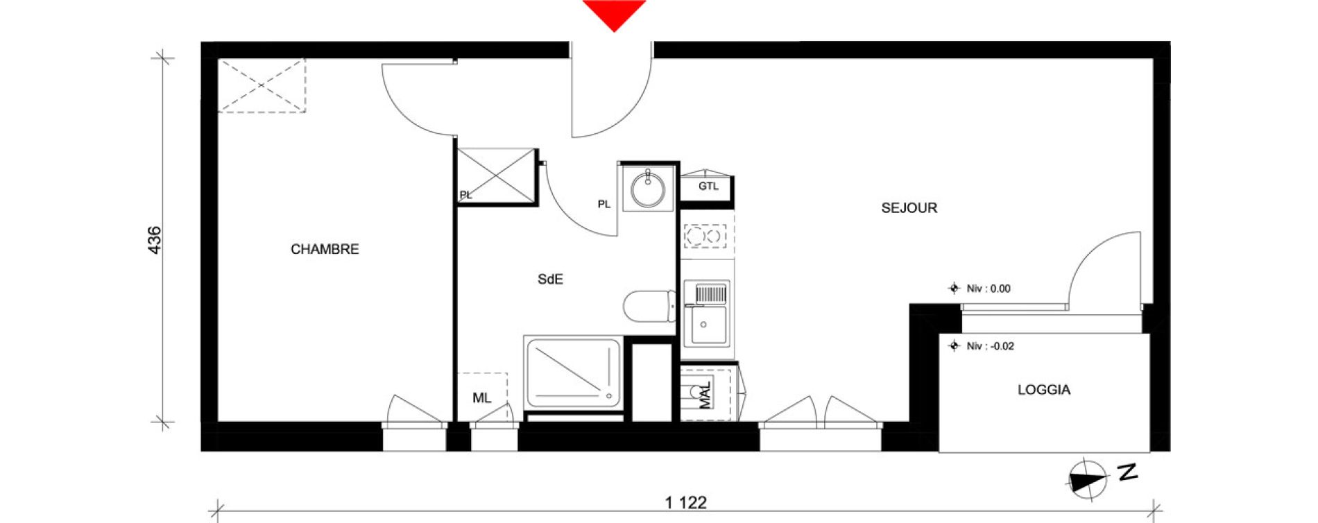 Appartement T2 de 43,25 m2 &agrave; Elbeuf Centre