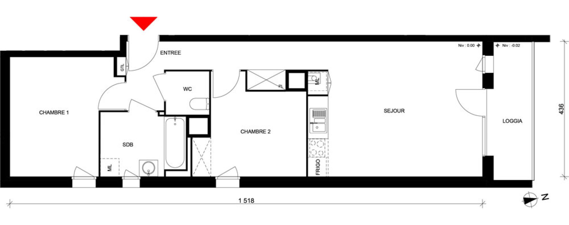 Appartement T3 de 61,91 m2 &agrave; Elbeuf Centre