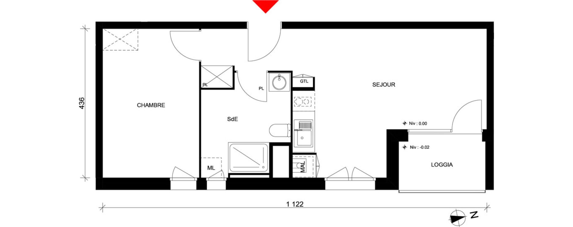 Appartement T2 de 43,18 m2 &agrave; Elbeuf Centre