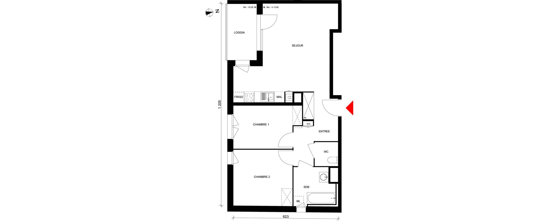 Appartement T3 de 63,64 m2 &agrave; Elbeuf Centre