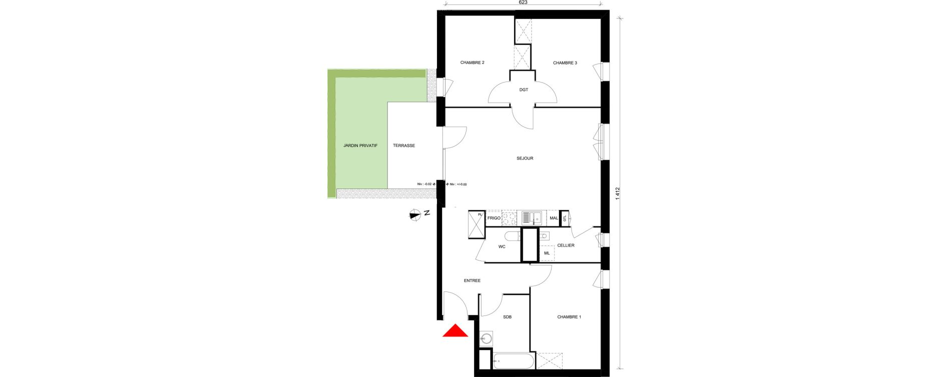 Appartement T4 de 82,91 m2 &agrave; Elbeuf Centre