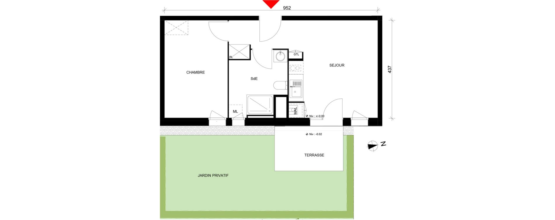 Appartement T2 de 40,03 m2 &agrave; Elbeuf Centre