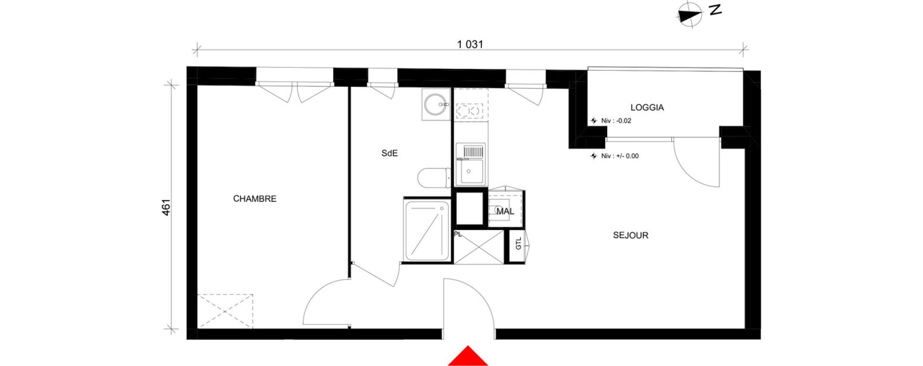 Appartement T2 de 42,19 m2 &agrave; Elbeuf Centre