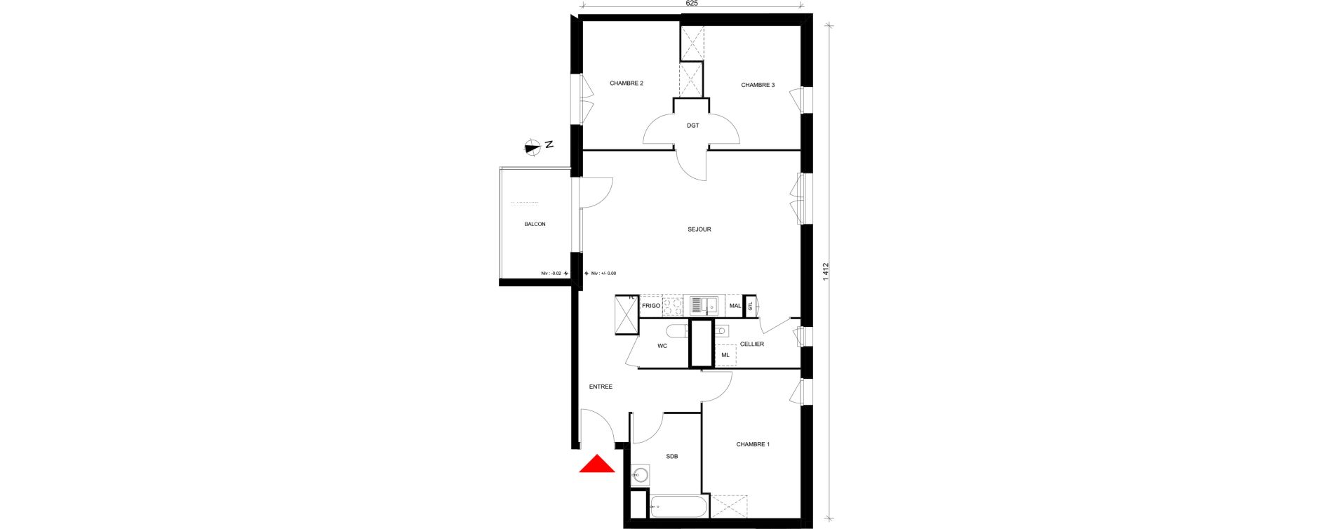 Appartement T4 de 82,91 m2 &agrave; Elbeuf Centre