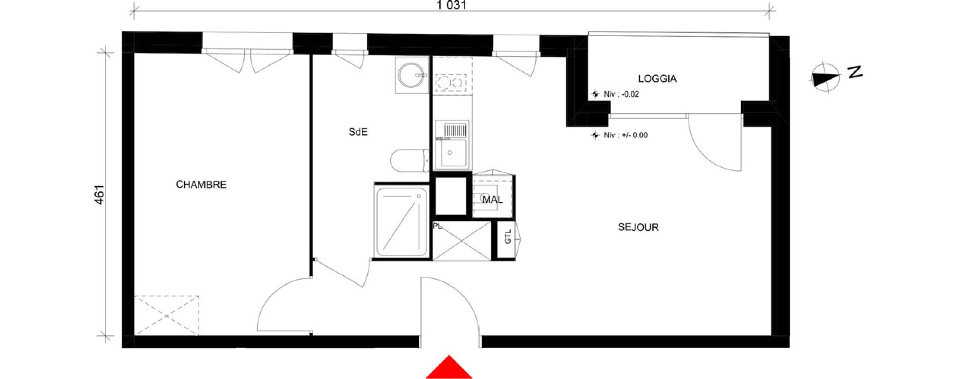 Appartement T2 de 42,19 m2 &agrave; Elbeuf Centre