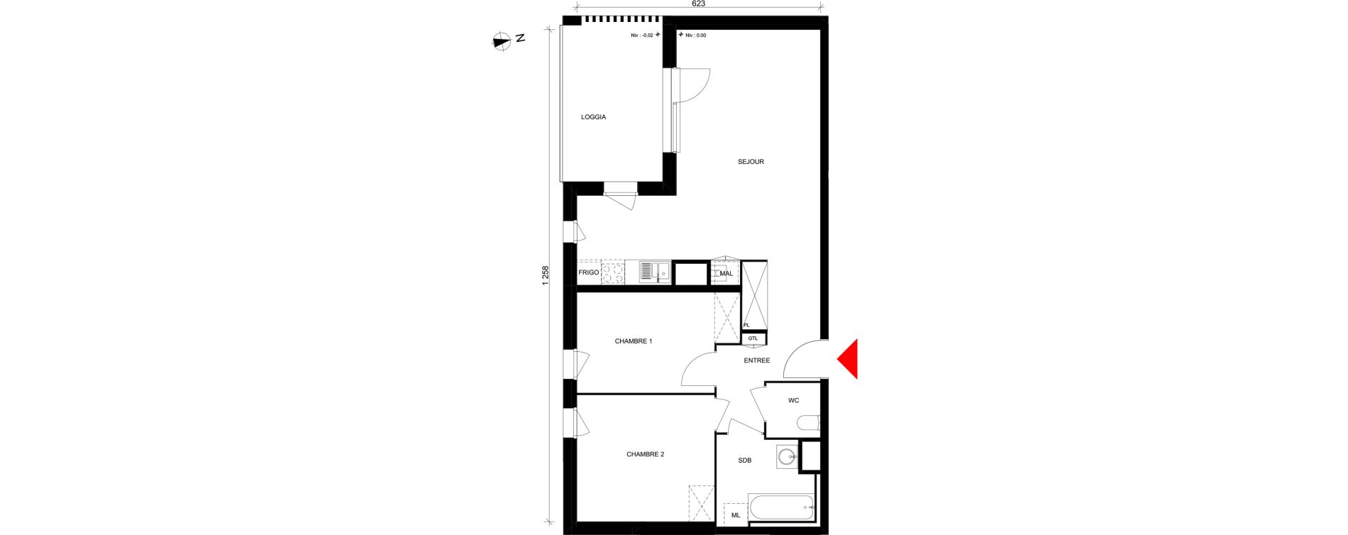 Appartement T3 de 64,61 m2 &agrave; Elbeuf Centre