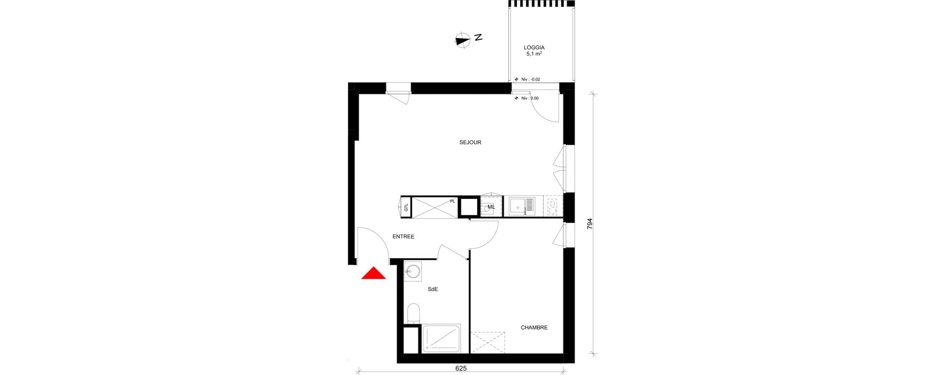 Appartement T2 de 44,47 m2 &agrave; Elbeuf Centre