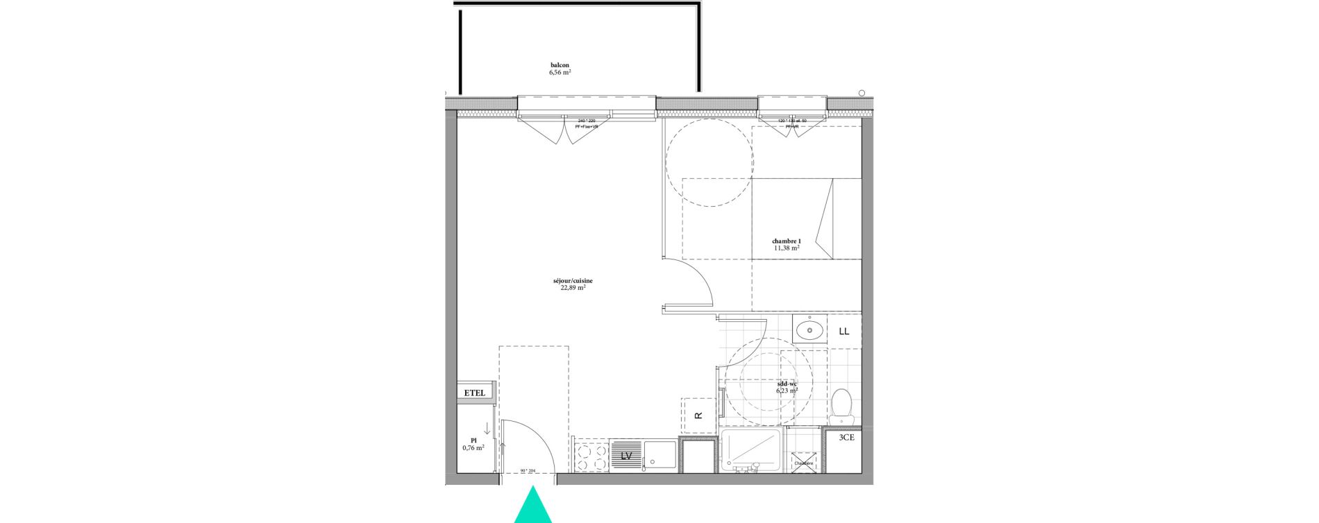 Appartement T2 de 41,26 m2 &agrave; F&eacute;camp Val de bucaille