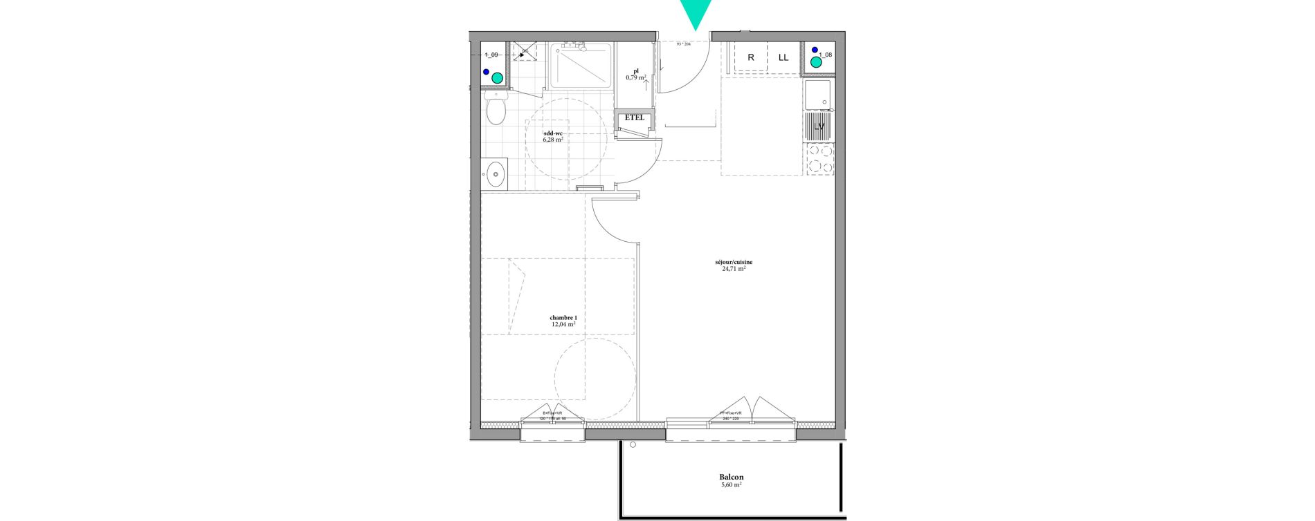 Appartement T2 de 43,82 m2 &agrave; F&eacute;camp Val de bucaille