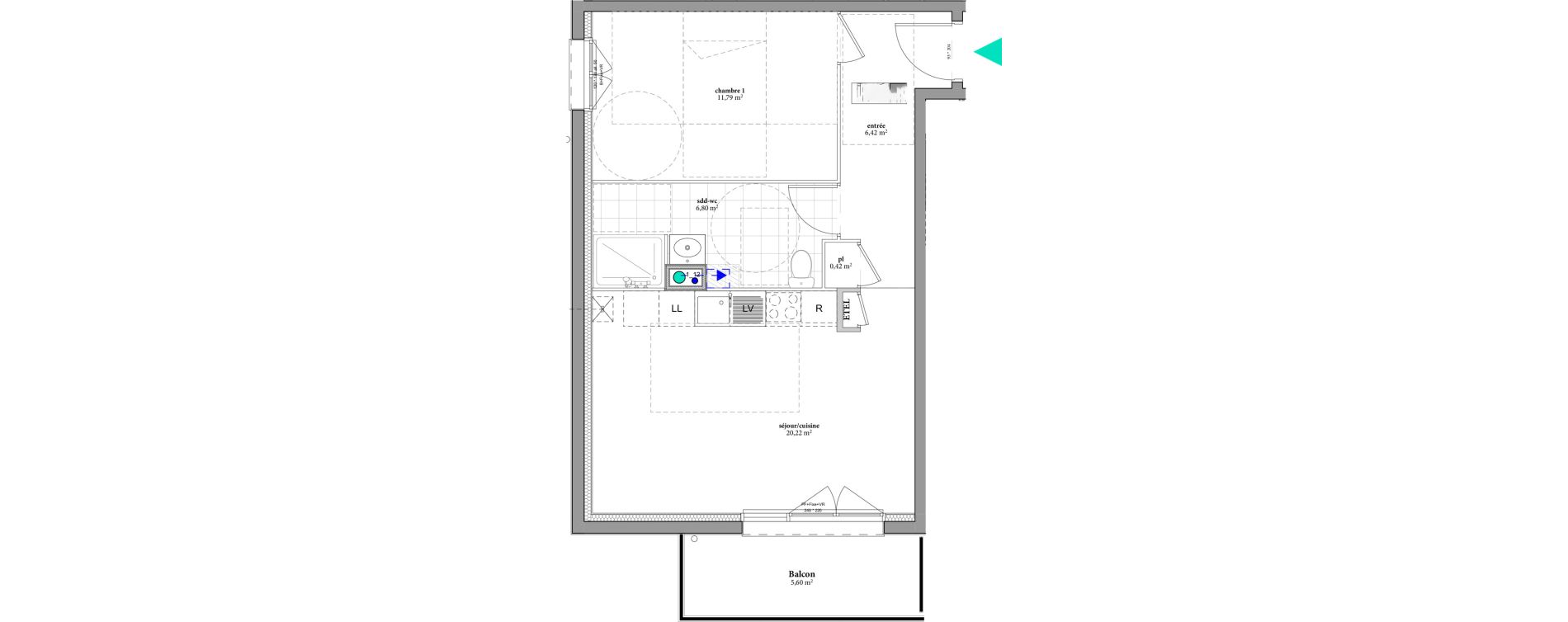 Appartement T2 de 45,65 m2 &agrave; F&eacute;camp Val de bucaille