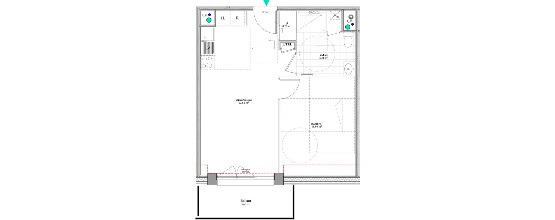 Appartement T2 de 41,72 m2 &agrave; F&eacute;camp Val de bucaille