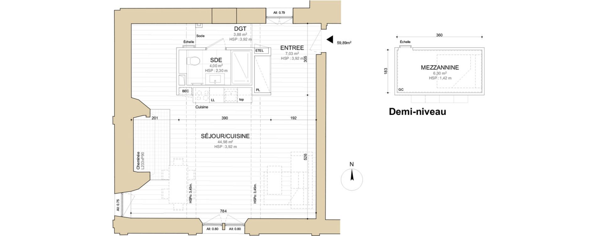 Appartement T1 de 59,89 m2 &agrave; Gonfreville-L'Orcher Centre