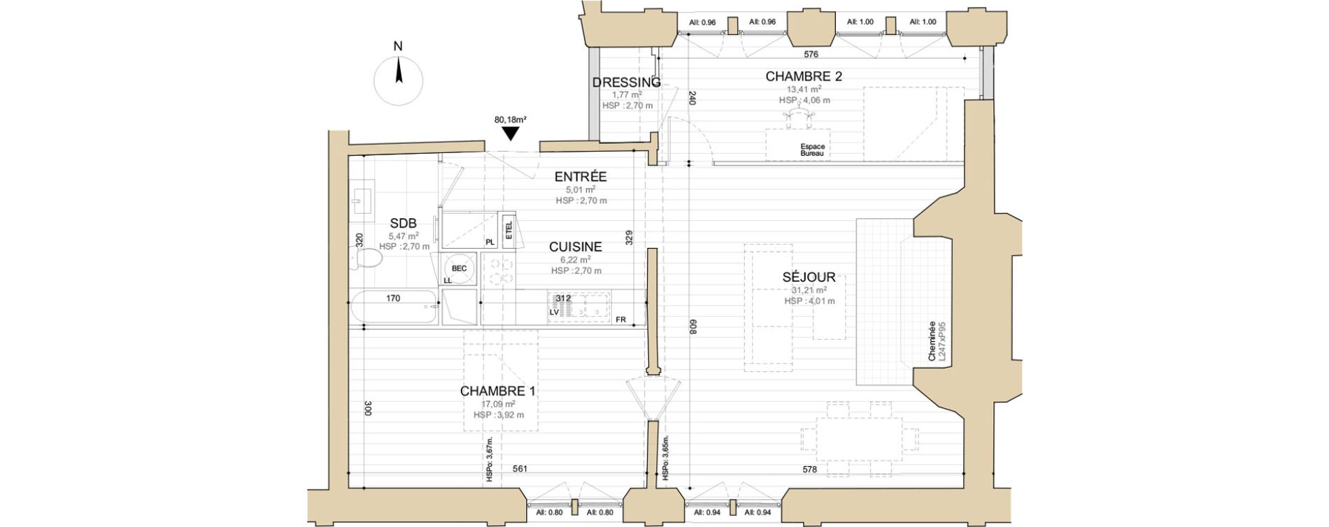 Appartement T3 de 80,18 m2 &agrave; Gonfreville-L'Orcher Centre