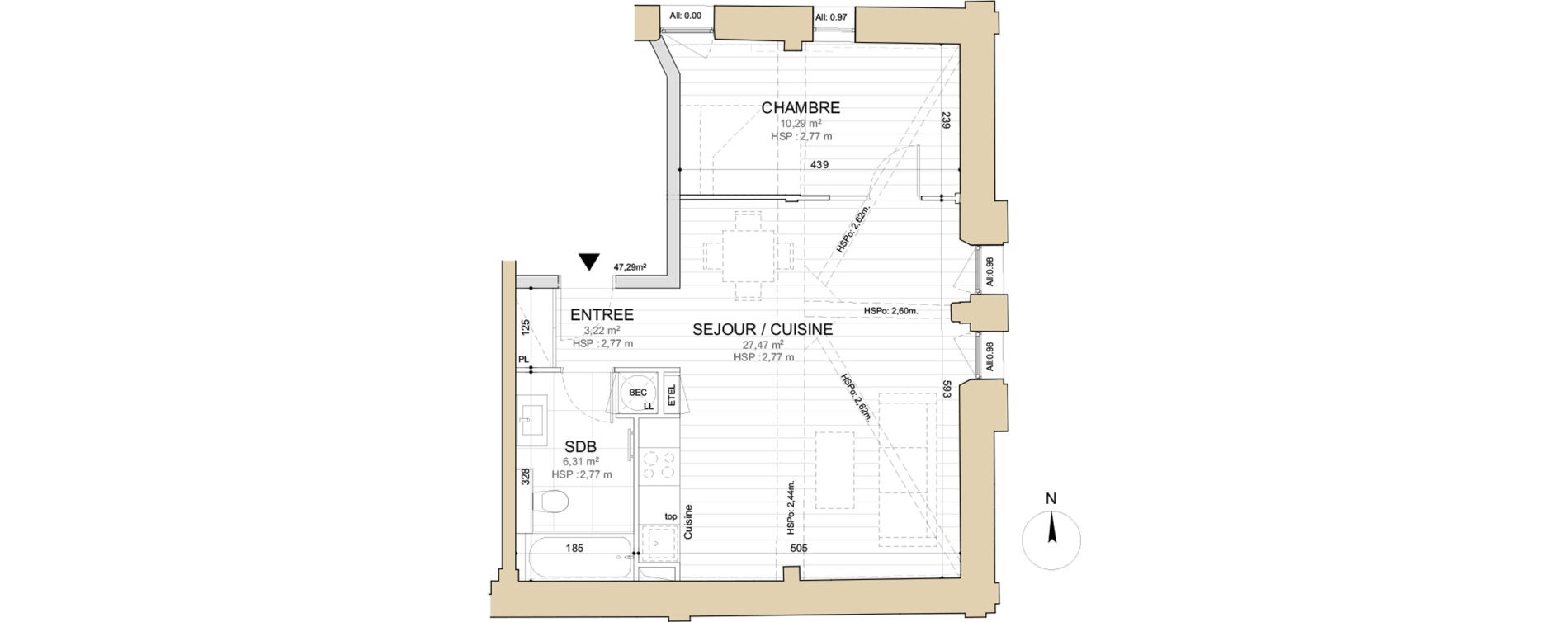 Appartement T2 de 47,29 m2 &agrave; Gonfreville-L'Orcher Centre