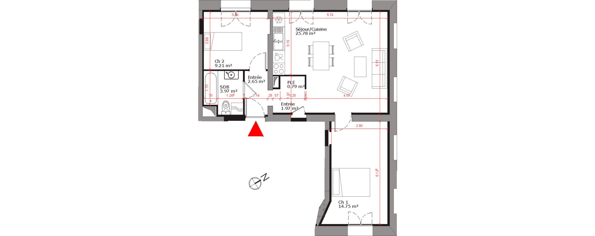 Appartement T3 de 59,12 m2 &agrave; Grand-Couronne Les essarts