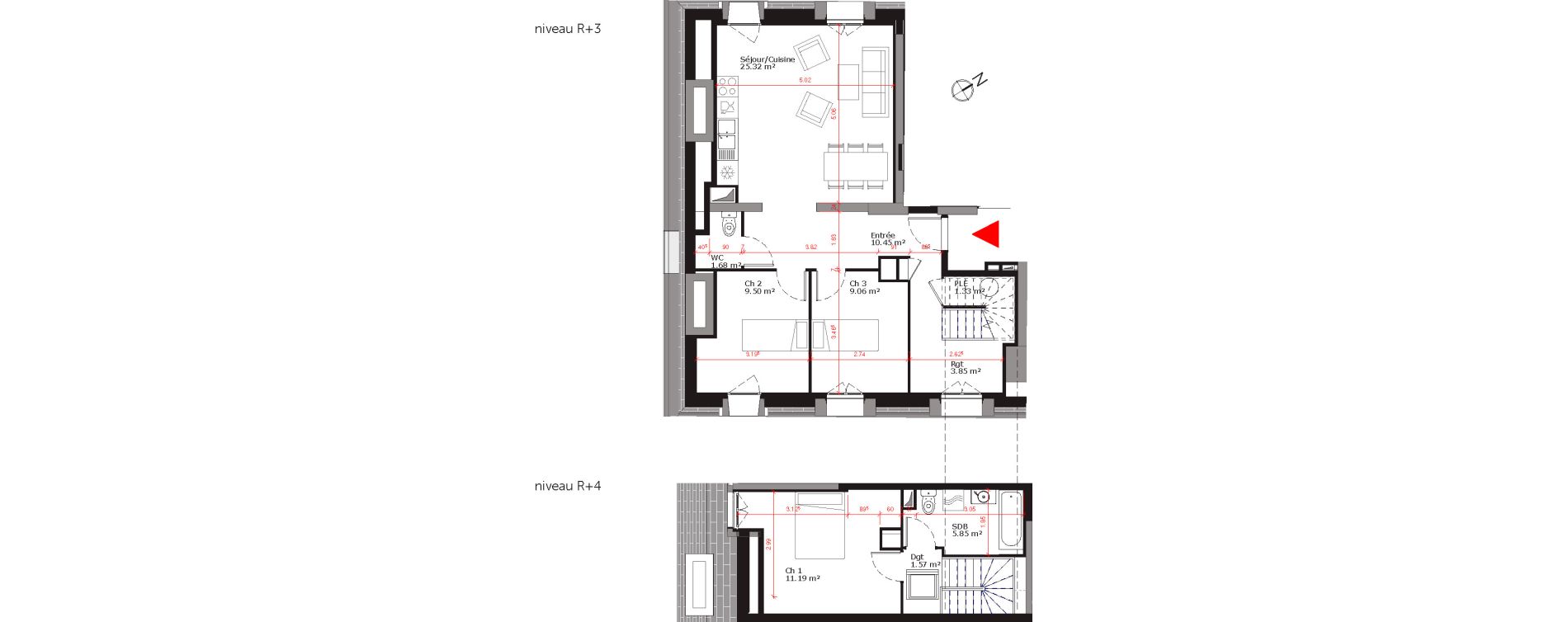 Duplex T4 de 79,80 m2 &agrave; Grand-Couronne Les essarts