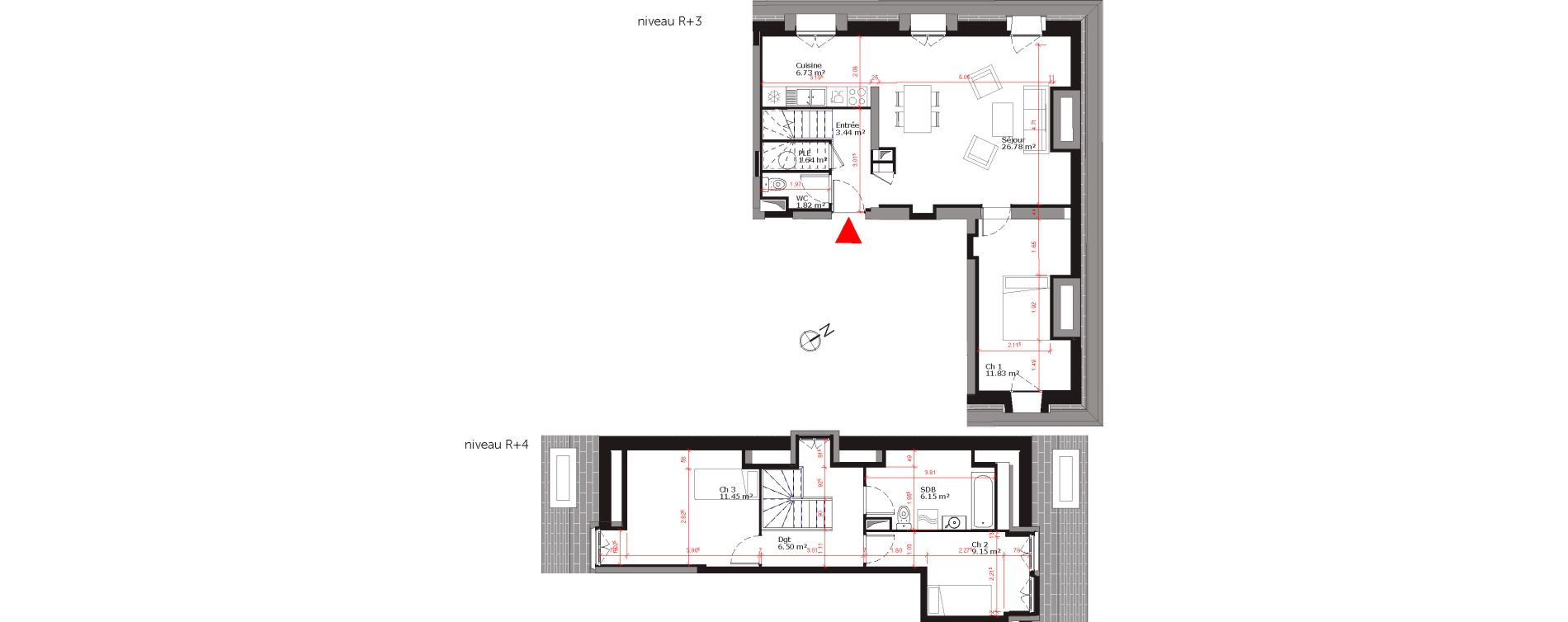 Duplex T4 de 85,49 m2 à Grand-Couronne Les essarts