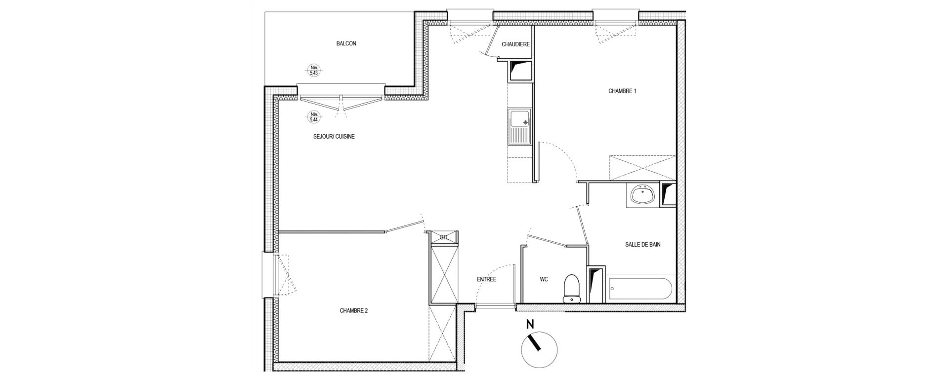 Appartement T3 de 61,35 m2 &agrave; Grand-Couronne Diderot