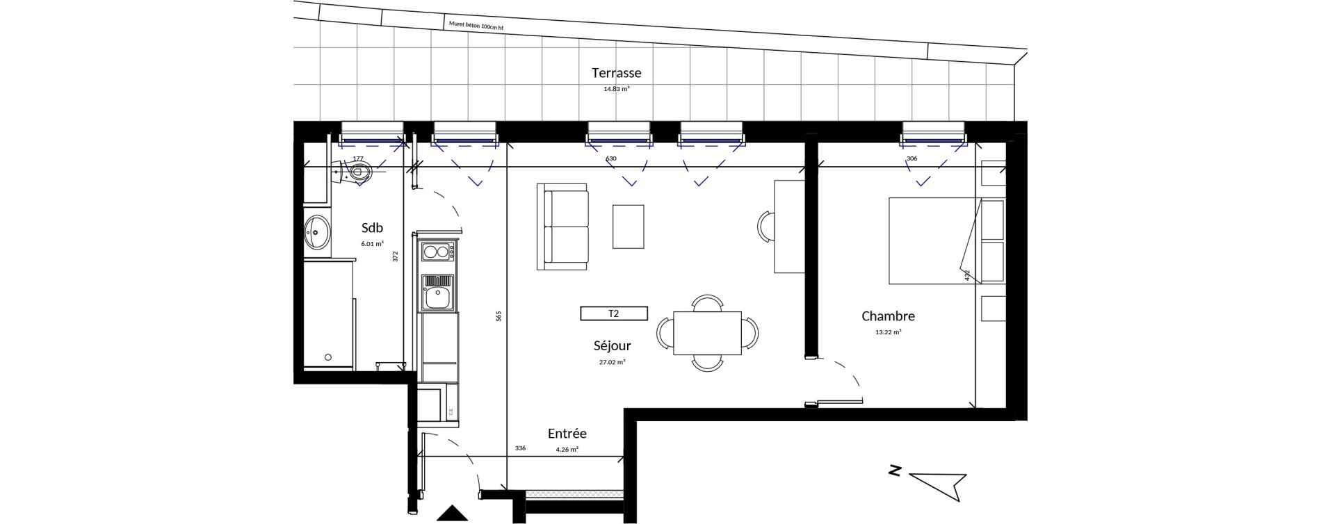 Appartement T2 de 50,51 m2 &agrave; Harfleur Centre