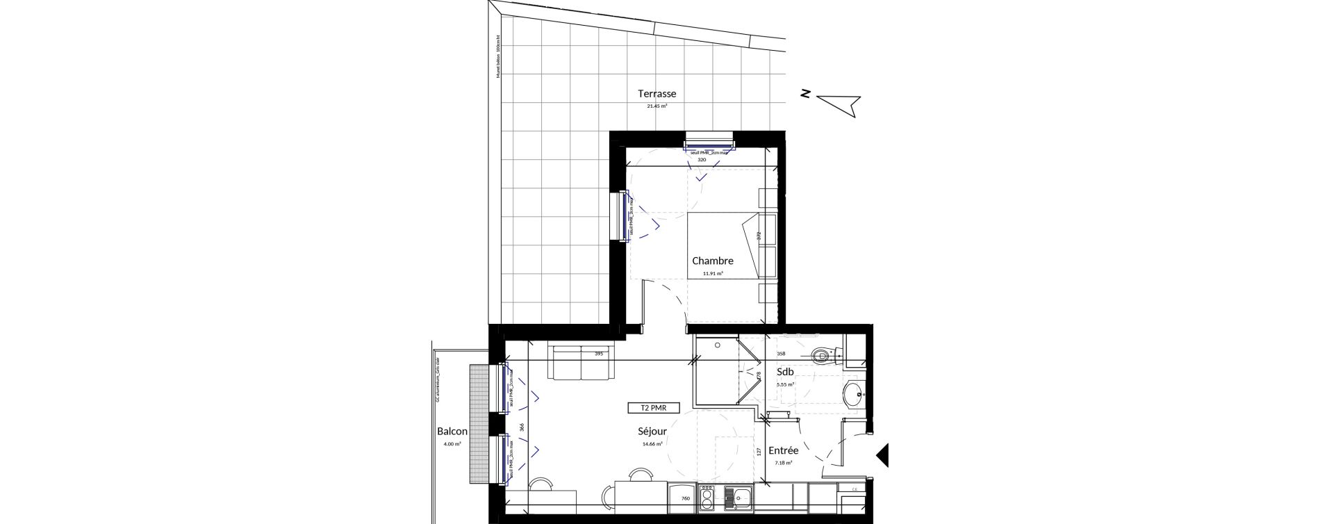 Appartement T2 de 39,30 m2 &agrave; Harfleur Centre