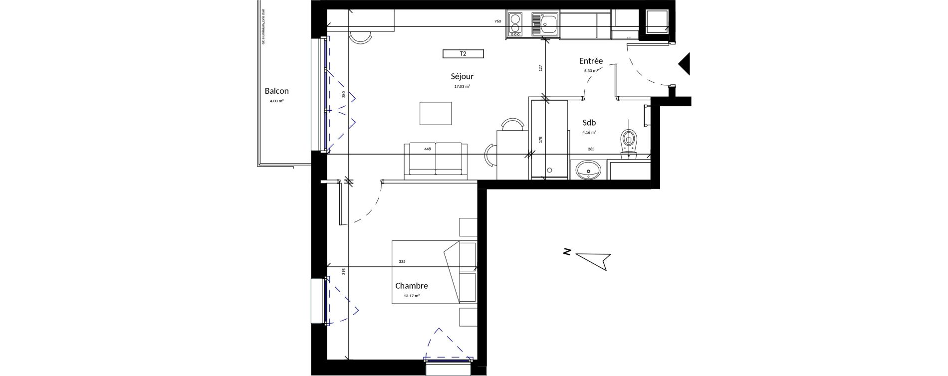 Appartement T2 de 39,69 m2 &agrave; Harfleur Centre