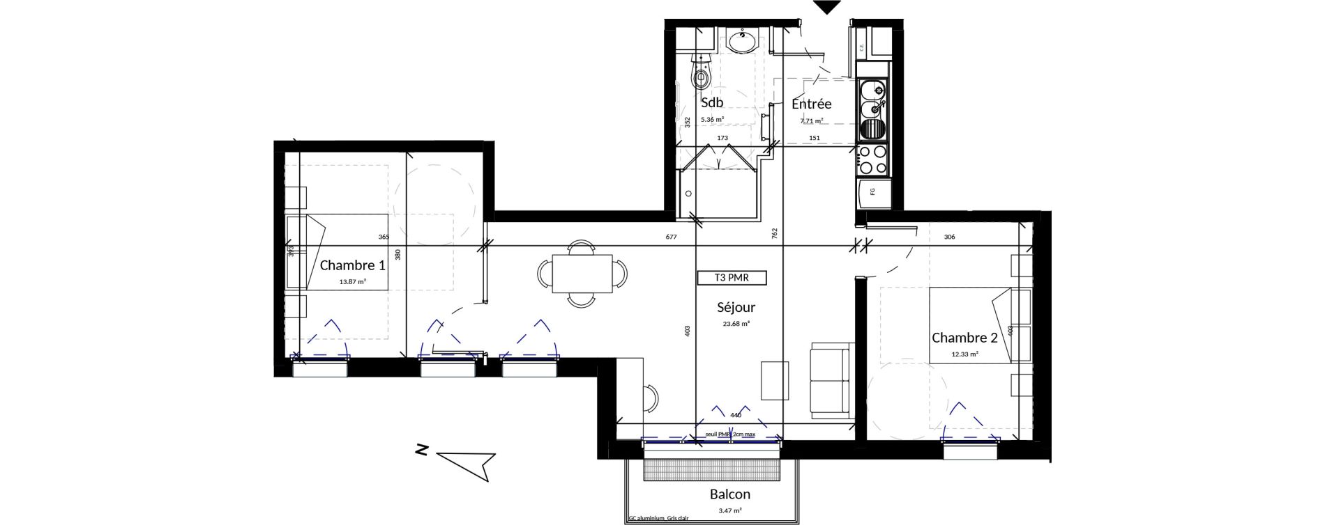 Appartement T3 de 62,95 m2 &agrave; Harfleur Centre