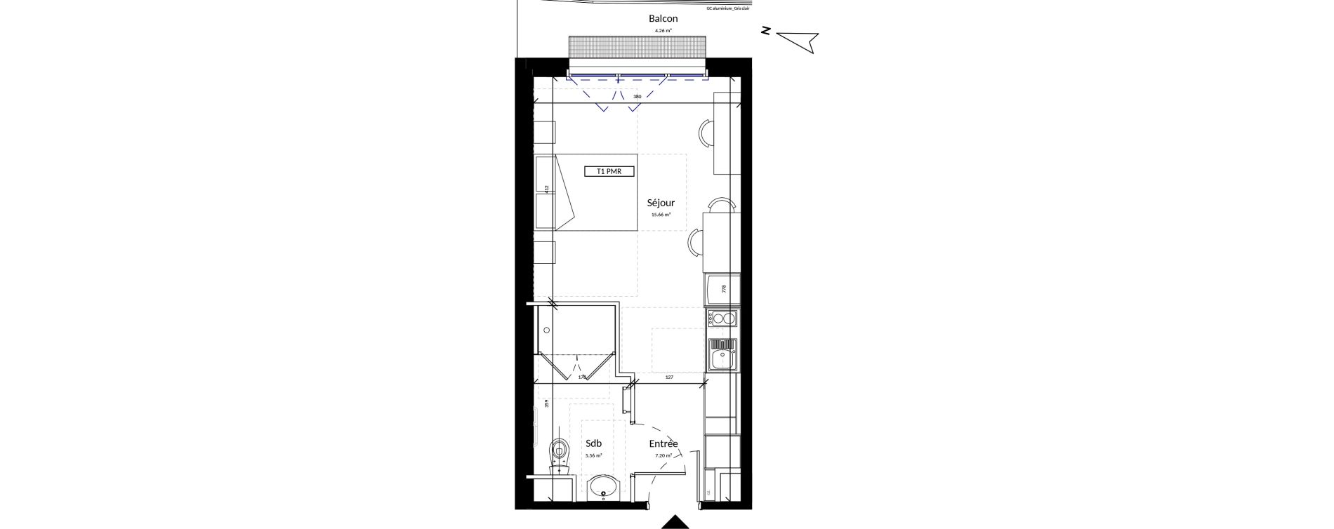 Appartement T1 de 28,42 m2 &agrave; Harfleur Centre