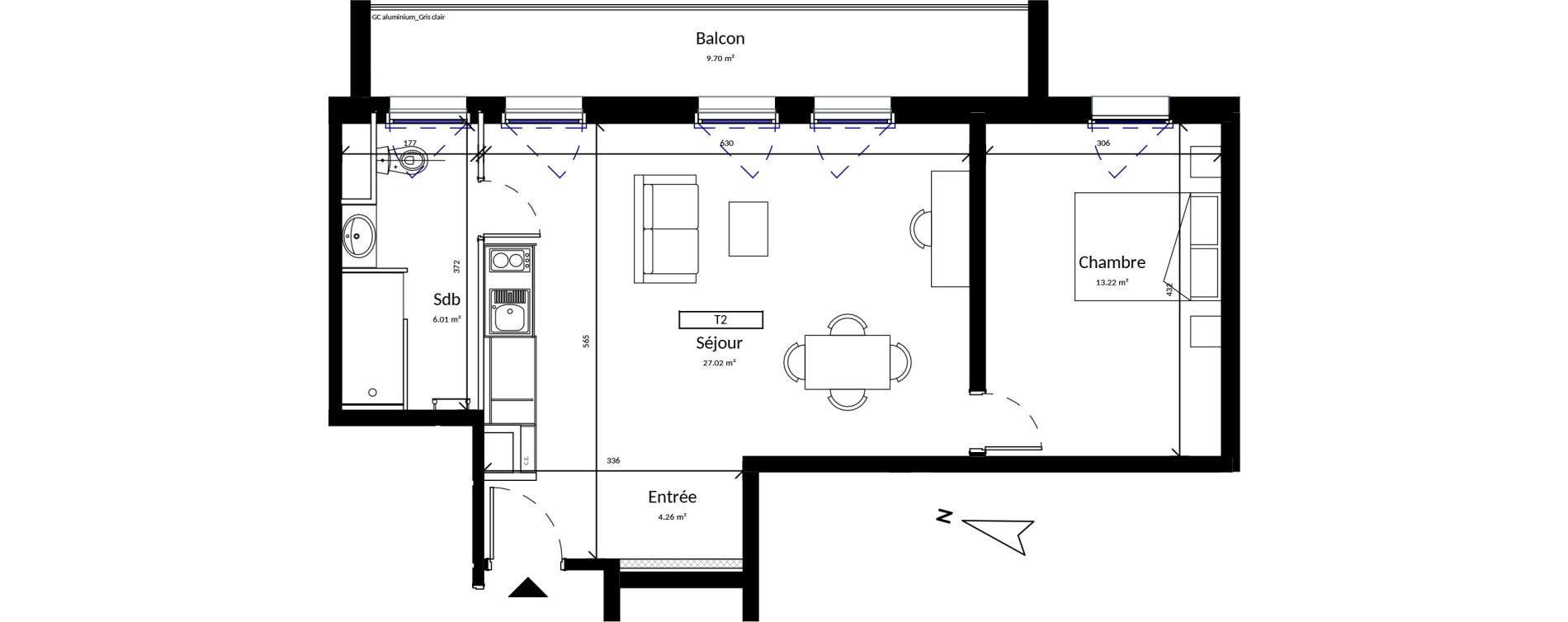 Appartement T2 de 50,51 m2 &agrave; Harfleur Centre
