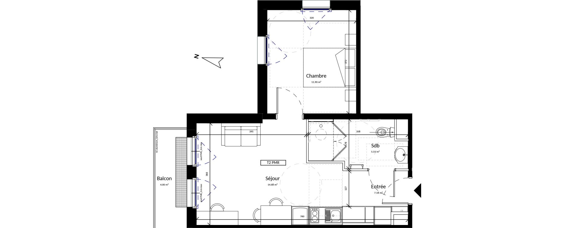 Appartement T2 de 39,32 m2 &agrave; Harfleur Centre