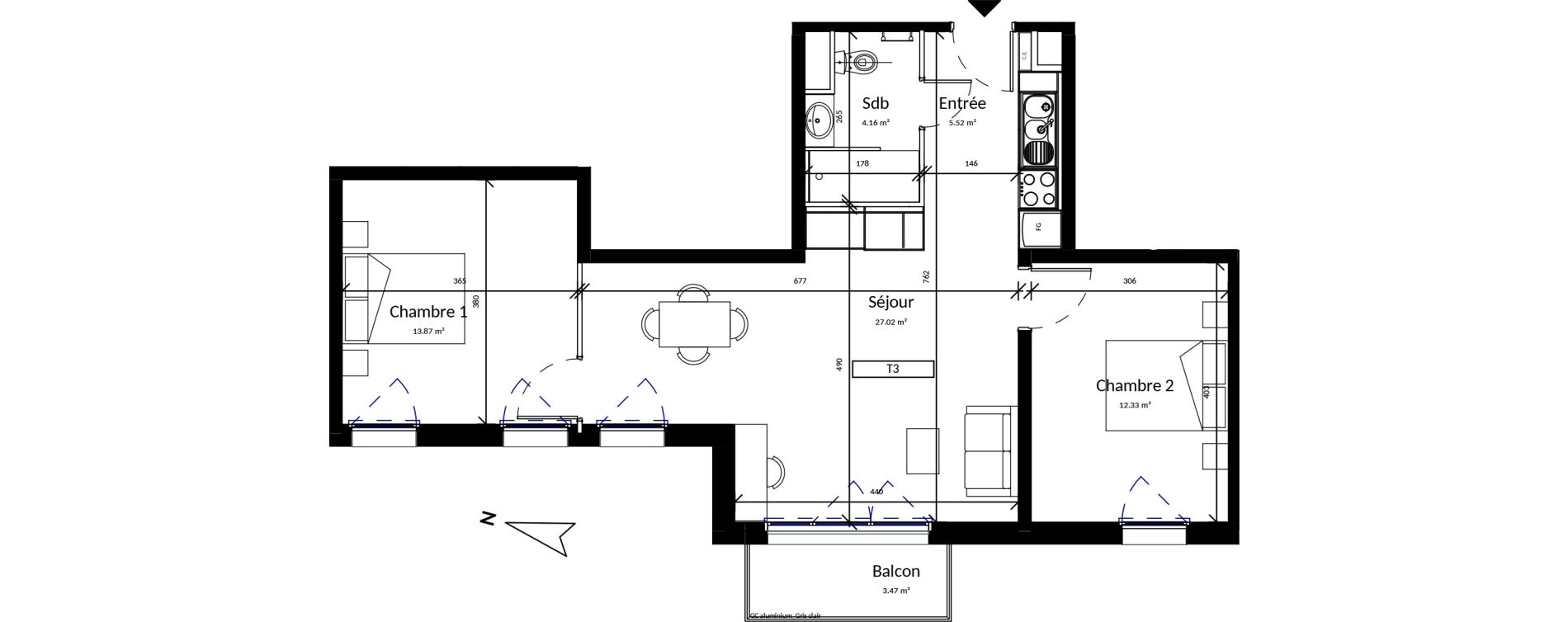 Appartement T3 de 62,90 m2 &agrave; Harfleur Centre
