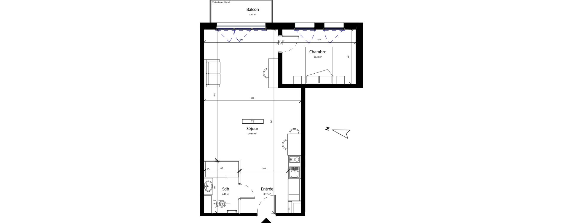 Appartement T2 de 52,71 m2 &agrave; Harfleur Centre