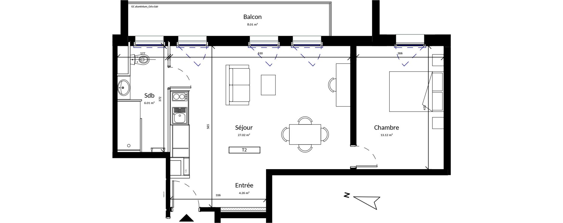 Appartement T2 de 50,41 m2 &agrave; Harfleur Centre