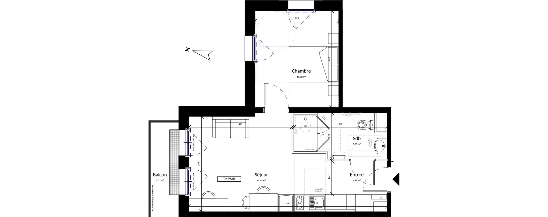 Appartement T2 de 38,20 m2 &agrave; Harfleur Centre